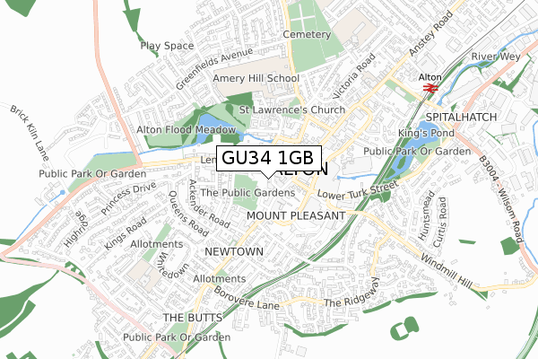 GU34 1GB map - small scale - OS Open Zoomstack (Ordnance Survey)