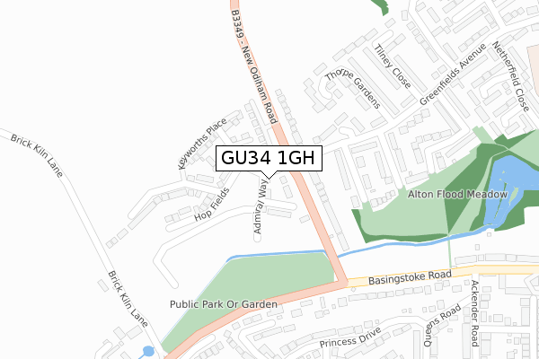 GU34 1GH map - large scale - OS Open Zoomstack (Ordnance Survey)