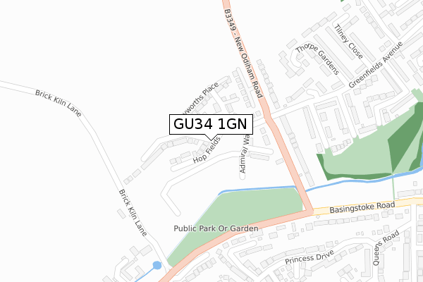 GU34 1GN map - large scale - OS Open Zoomstack (Ordnance Survey)