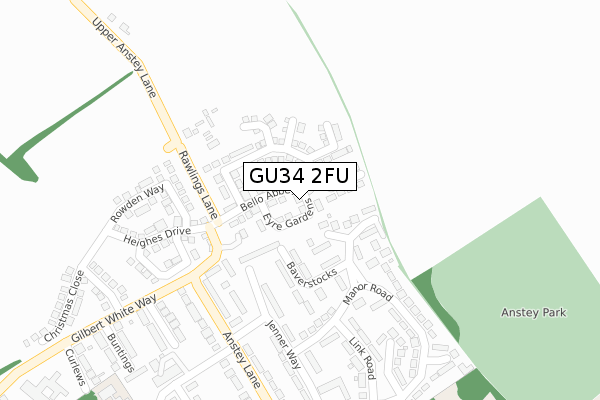 GU34 2FU map - large scale - OS Open Zoomstack (Ordnance Survey)