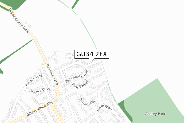 GU34 2FX map - large scale - OS Open Zoomstack (Ordnance Survey)