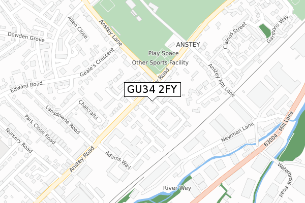GU34 2FY map - large scale - OS Open Zoomstack (Ordnance Survey)