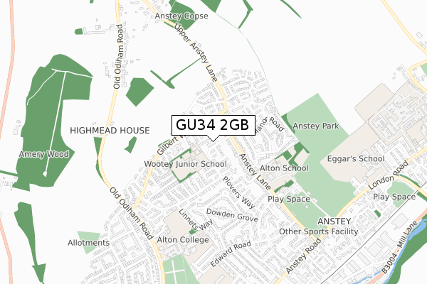 GU34 2GB map - small scale - OS Open Zoomstack (Ordnance Survey)