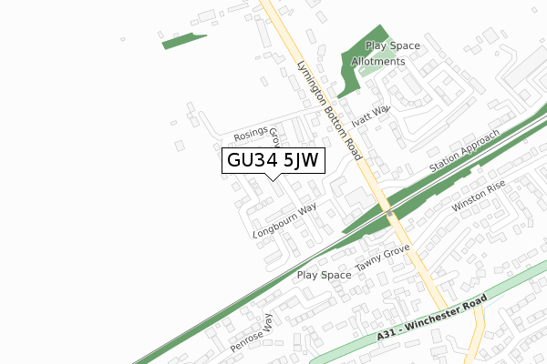 GU34 5JW map - large scale - OS Open Zoomstack (Ordnance Survey)
