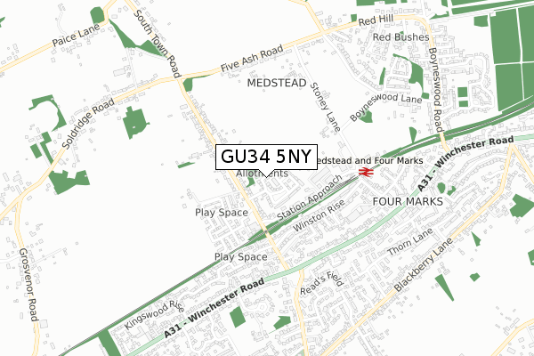 GU34 5NY map - small scale - OS Open Zoomstack (Ordnance Survey)