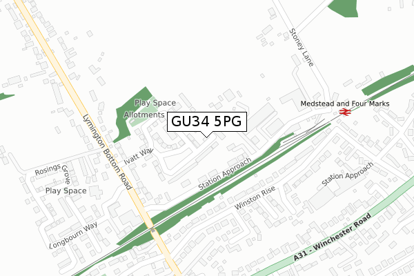 GU34 5PG map - large scale - OS Open Zoomstack (Ordnance Survey)