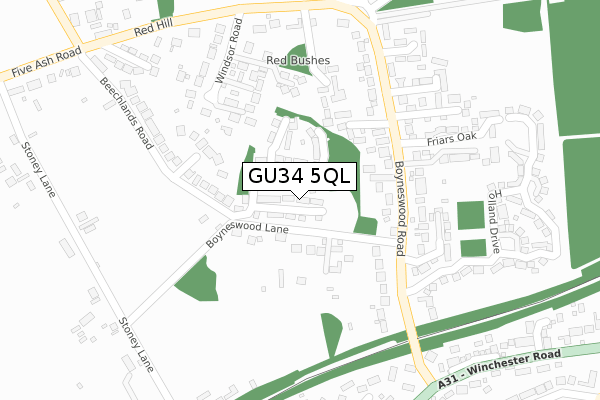 GU34 5QL map - large scale - OS Open Zoomstack (Ordnance Survey)