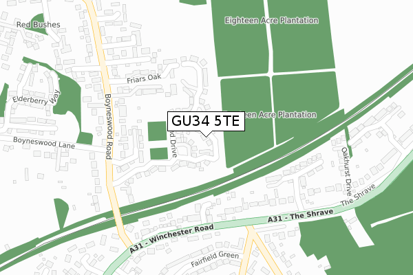 GU34 5TE map - large scale - OS Open Zoomstack (Ordnance Survey) GU34 5TE map - large scale - OS Open Zoomstack (Ordnance Survey)