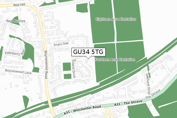GU34 5TG map - large scale - OS Open Zoomstack (Ordnance Survey)
