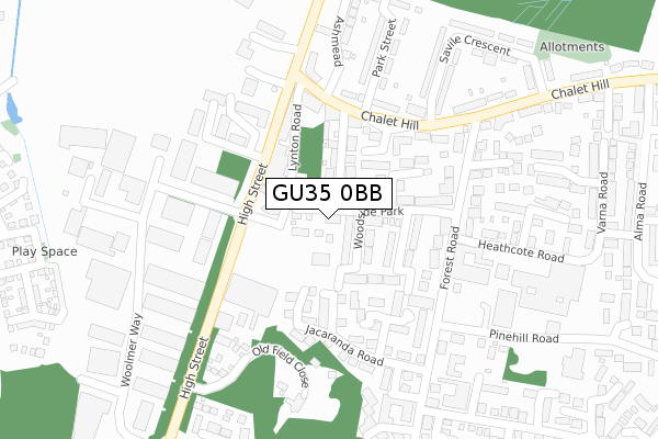 GU35 0BB map - large scale - OS Open Zoomstack (Ordnance Survey)