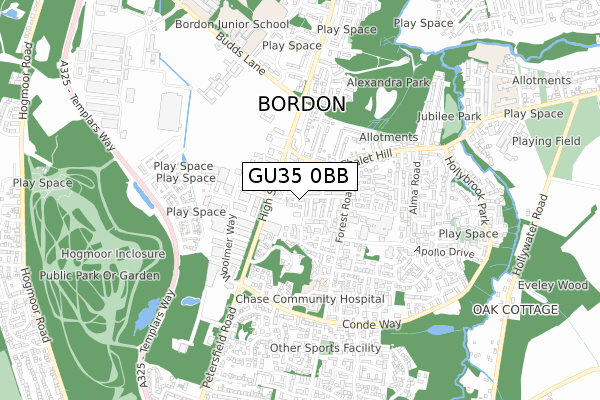 GU35 0BB map - small scale - OS Open Zoomstack (Ordnance Survey)