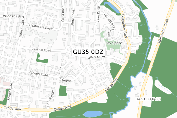 GU35 0DZ map - large scale - OS Open Zoomstack (Ordnance Survey)