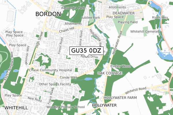 GU35 0DZ map - small scale - OS Open Zoomstack (Ordnance Survey)