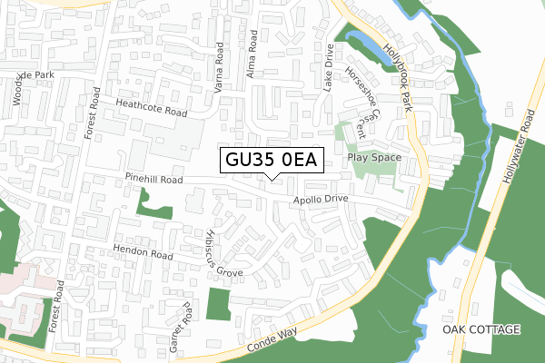 GU35 0EA map - large scale - OS Open Zoomstack (Ordnance Survey)