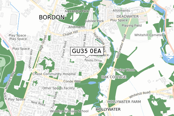 GU35 0EA map - small scale - OS Open Zoomstack (Ordnance Survey)