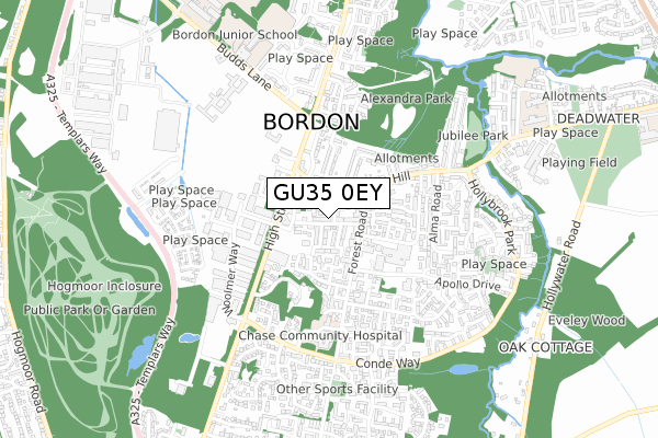 GU35 0EY map - small scale - OS Open Zoomstack (Ordnance Survey)