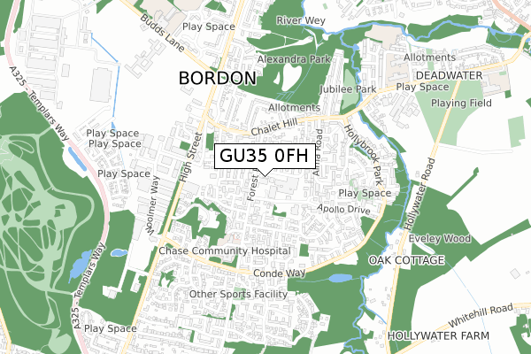GU35 0FH map - small scale - OS Open Zoomstack (Ordnance Survey) GU35 0FH map - small scale - OS Open Zoomstack (Ordnance Survey)