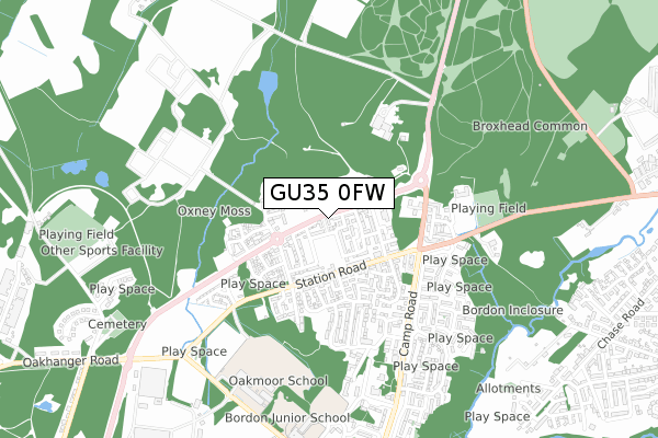 GU35 0FW map - small scale - OS Open Zoomstack (Ordnance Survey) GU35 0FW map - small scale - OS Open Zoomstack (Ordnance Survey)
