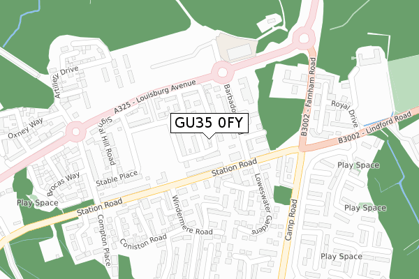 GU35 0FY map - large scale - OS Open Zoomstack (Ordnance Survey) GU35 0FY map - large scale - OS Open Zoomstack (Ordnance Survey)