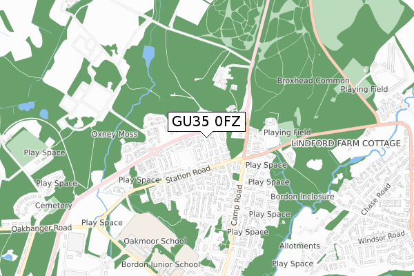 GU35 0FZ map - small scale - OS Open Zoomstack (Ordnance Survey)