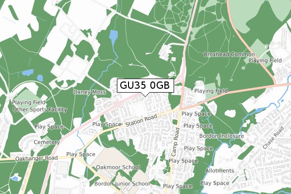 GU35 0GB map - small scale - OS Open Zoomstack (Ordnance Survey)