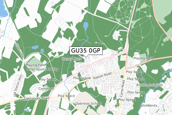 GU35 0GP map - small scale - OS Open Zoomstack (Ordnance Survey)