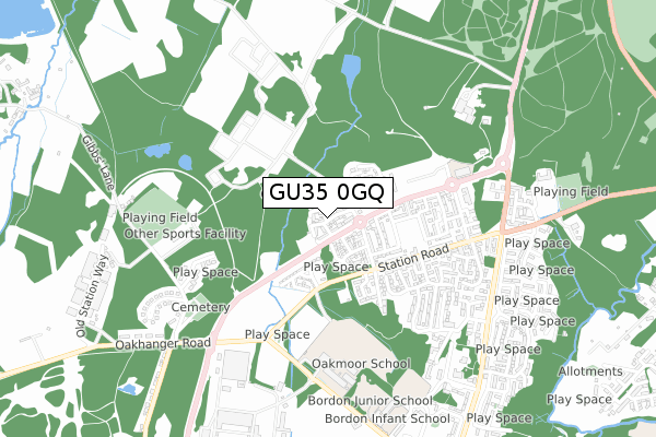 GU35 0GQ map - small scale - OS Open Zoomstack (Ordnance Survey)