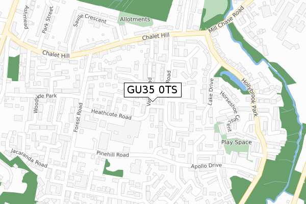 GU35 0TS map - large scale - OS Open Zoomstack (Ordnance Survey)
