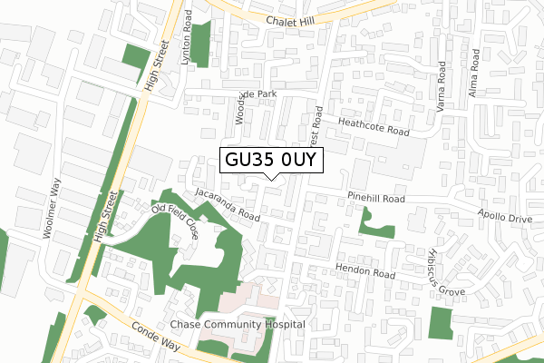 GU35 0UY map - large scale - OS Open Zoomstack (Ordnance Survey)