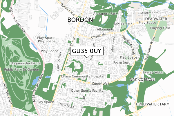 GU35 0UY map - small scale - OS Open Zoomstack (Ordnance Survey)