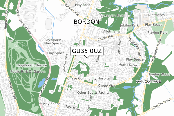 GU35 0UZ map - small scale - OS Open Zoomstack (Ordnance Survey)