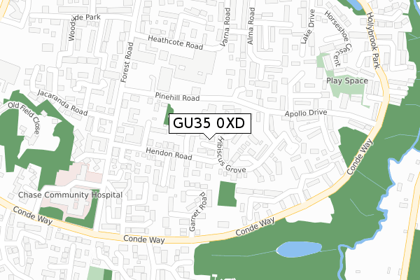 GU35 0XD map - large scale - OS Open Zoomstack (Ordnance Survey)