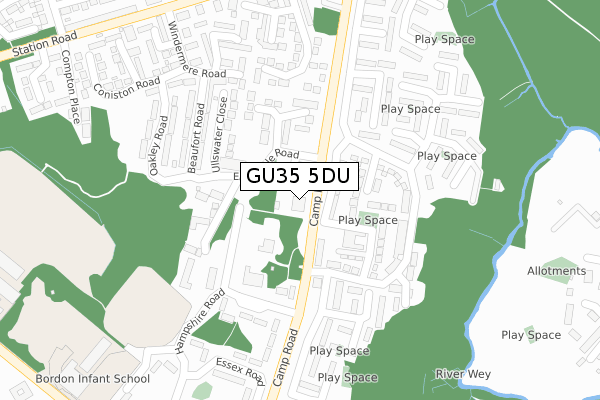 GU35 5DU map - large scale - OS Open Zoomstack (Ordnance Survey)