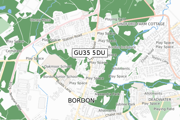 GU35 5DU map - small scale - OS Open Zoomstack (Ordnance Survey)