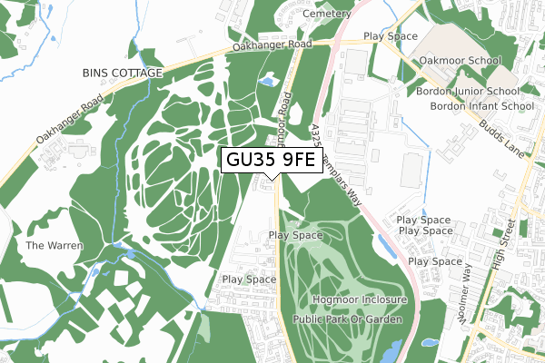 GU35 9FE map - small scale - OS Open Zoomstack (Ordnance Survey) GU35 9FE map - small scale - OS Open Zoomstack (Ordnance Survey)