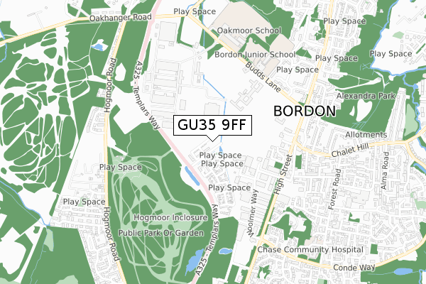 GU35 9FF map - small scale - OS Open Zoomstack (Ordnance Survey) GU35 9FF map - small scale - OS Open Zoomstack (Ordnance Survey)