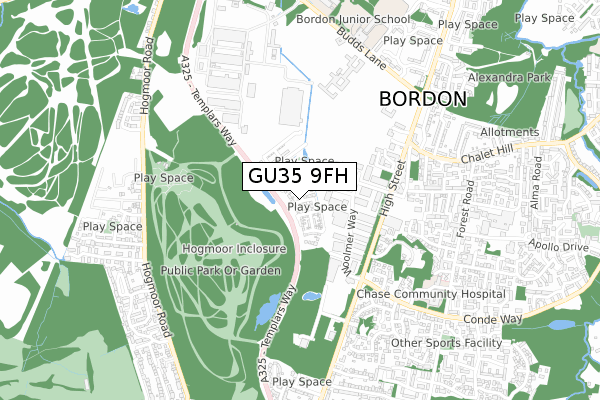 GU35 9FH map - small scale - OS Open Zoomstack (Ordnance Survey) GU35 9FH map - small scale - OS Open Zoomstack (Ordnance Survey)