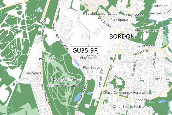 GU35 9FJ map - small scale - OS Open Zoomstack (Ordnance Survey) GU35 9FJ map - small scale - OS Open Zoomstack (Ordnance Survey)