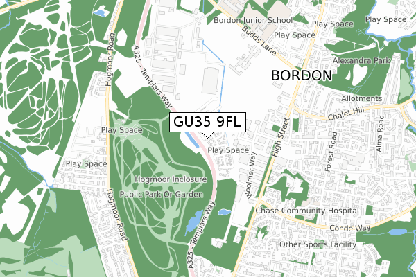 GU35 9FL map - small scale - OS Open Zoomstack (Ordnance Survey)