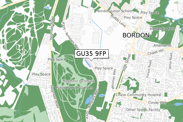 GU35 9FP map - small scale - OS Open Zoomstack (Ordnance Survey)