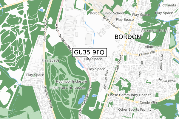GU35 9FQ map - small scale - OS Open Zoomstack (Ordnance Survey) GU35 9FQ map - small scale - OS Open Zoomstack (Ordnance Survey)