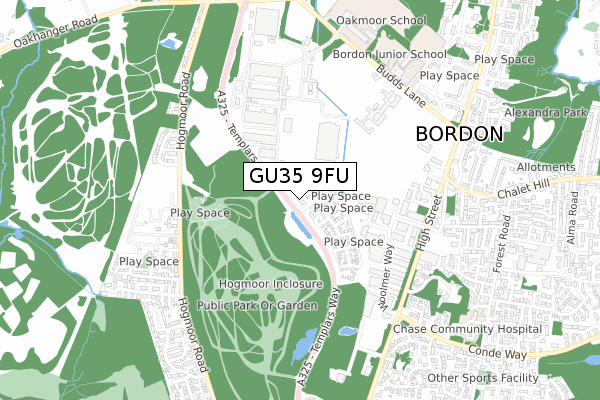 GU35 9FU map - small scale - OS Open Zoomstack (Ordnance Survey) GU35 9FU map - small scale - OS Open Zoomstack (Ordnance Survey)