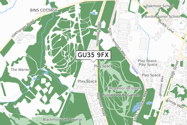 GU35 9FX map - small scale - OS Open Zoomstack (Ordnance Survey)