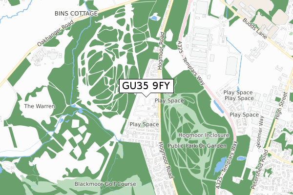 GU35 9FY map - small scale - OS Open Zoomstack (Ordnance Survey)