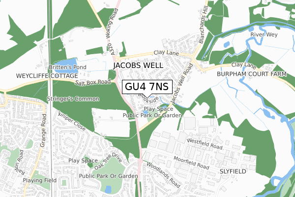 GU4 7NS map - small scale - OS Open Zoomstack (Ordnance Survey) GU4 7NS map - small scale - OS Open Zoomstack (Ordnance Survey)
