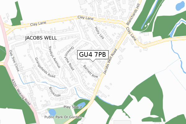 GU4 7PB map - large scale - OS Open Zoomstack (Ordnance Survey)