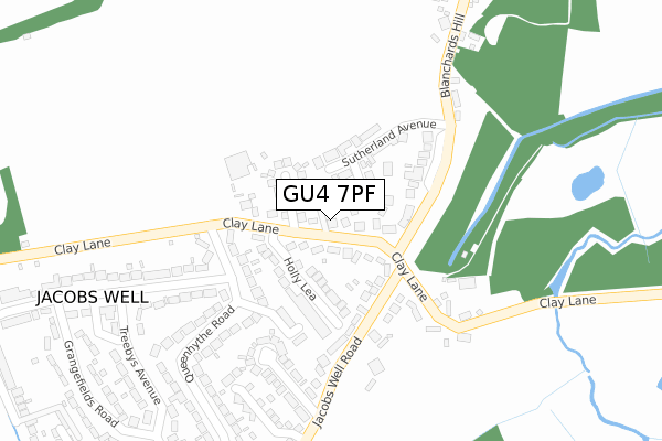 GU4 7PF map - large scale - OS Open Zoomstack (Ordnance Survey)