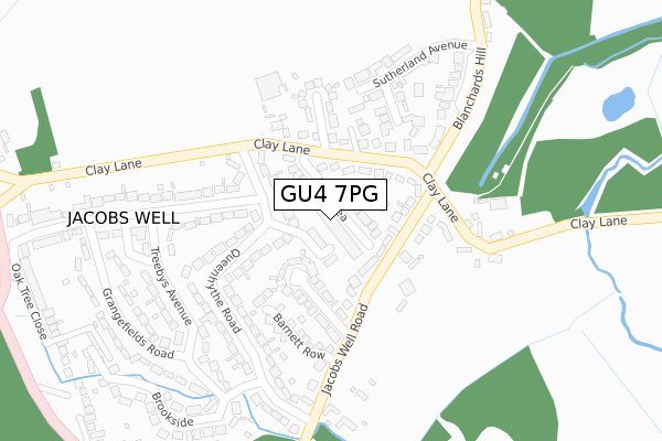 GU4 7PG map - large scale - OS Open Zoomstack (Ordnance Survey)