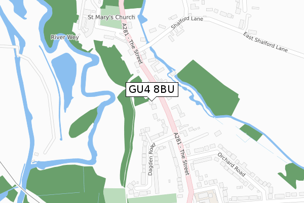 GU4 8BU map - large scale - OS Open Zoomstack (Ordnance Survey)