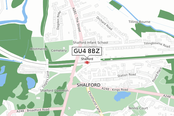 GU4 8BZ map - large scale - OS Open Zoomstack (Ordnance Survey) GU4 8BZ map - large scale - OS Open Zoomstack (Ordnance Survey)